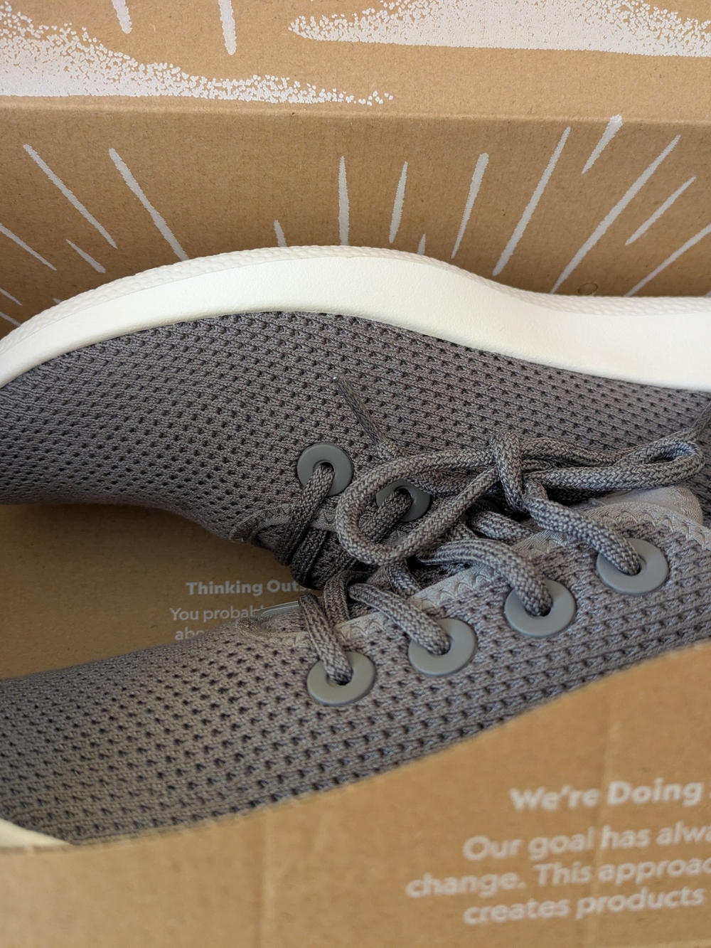 Brand New AllBirds Lightweight Grey Knit Lace-Up Sneakers